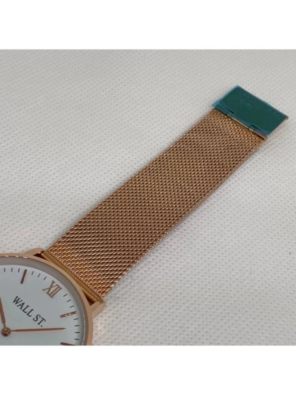 men watch quartz analog Wall Street 40mm rose gold tone mesh band running
